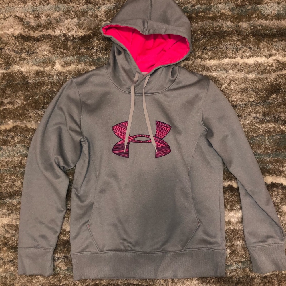 Grey and pink under armor hoodie